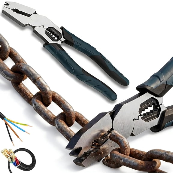 Industrial-Grade 9-in-1 Multi-Function Cutting Pliers - Nail Puller, Wire Cutter, Stripper, Crimper, Professional Tool for Home Repair(RL 1 PC)