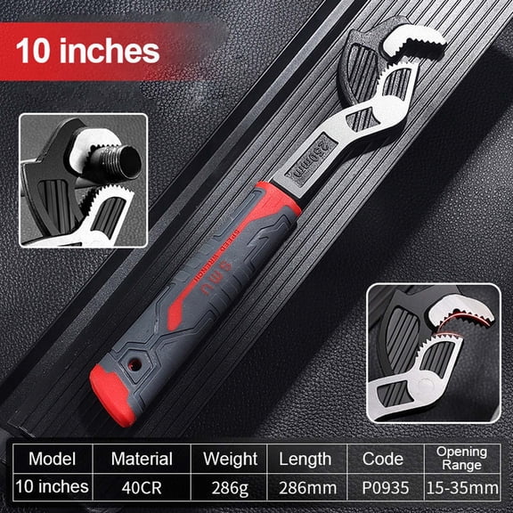 Industrial Grade Adjustable Pipe Wrench Tool 8 Inch, Chrome Vanadium Steel FastSpanner, 9-25mm Large Opening, Automatic Locking, Non-Slip, Heavy Duty