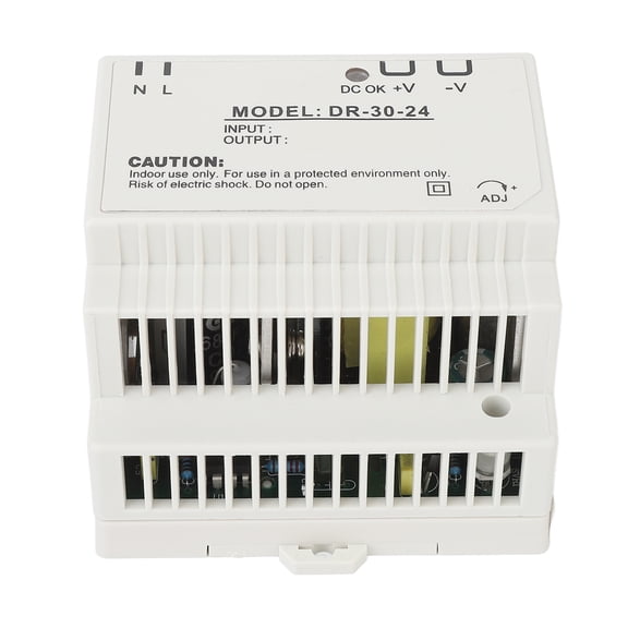 Industrial Grade DIN Rail Switch Power Supply 30W Transformer for Security Monitoring and Control System, 100-240V Input to 24V Output / 10 inches x 8 inches