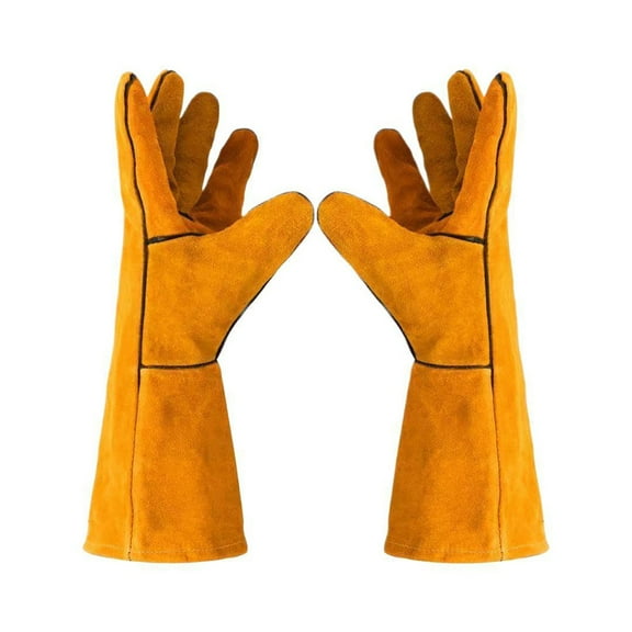 Industrial Grade Double Layer Cowhide Welding, Thickened Heat Protective Hand for Heavy Duty Work