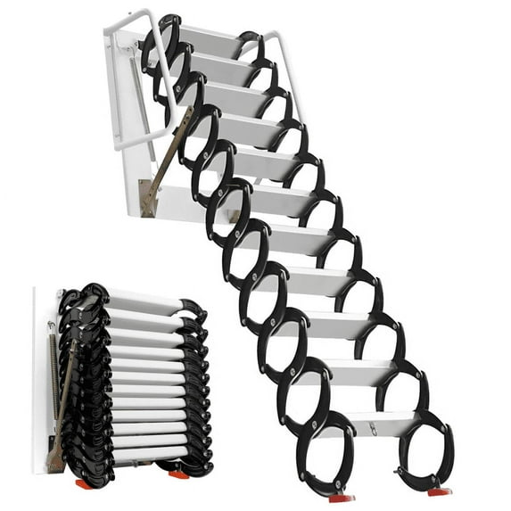 Industrial-Grade Folding Stairs, 660LB Capacity, Space-Efficient Design, for Attic, Workshop, Roof