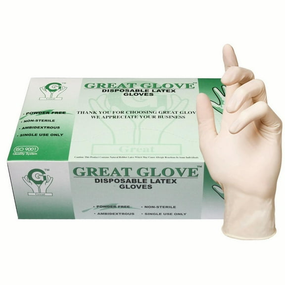 Industrial Grade Latex Disposable Gloves, 20015-L-BX, (Pack of 100)