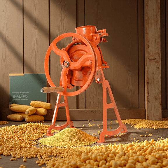 Industrial-Grade Manual Corn Sheller - Multi-Crop Thresher with 98% Efficiency Rate & Adjustable Cob Ejector (Orange, Cast Iron/Walnut Compatible)