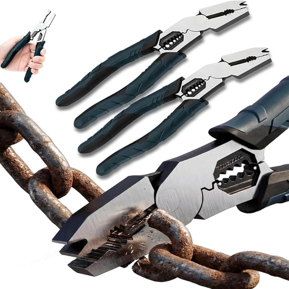 Industrial-Grade Multi-Function Cutting Pliers, 9" Heavy-Duty Multifunctional Pliers with High-Leverage Design for Cutting, Wire Stripping, Crimping