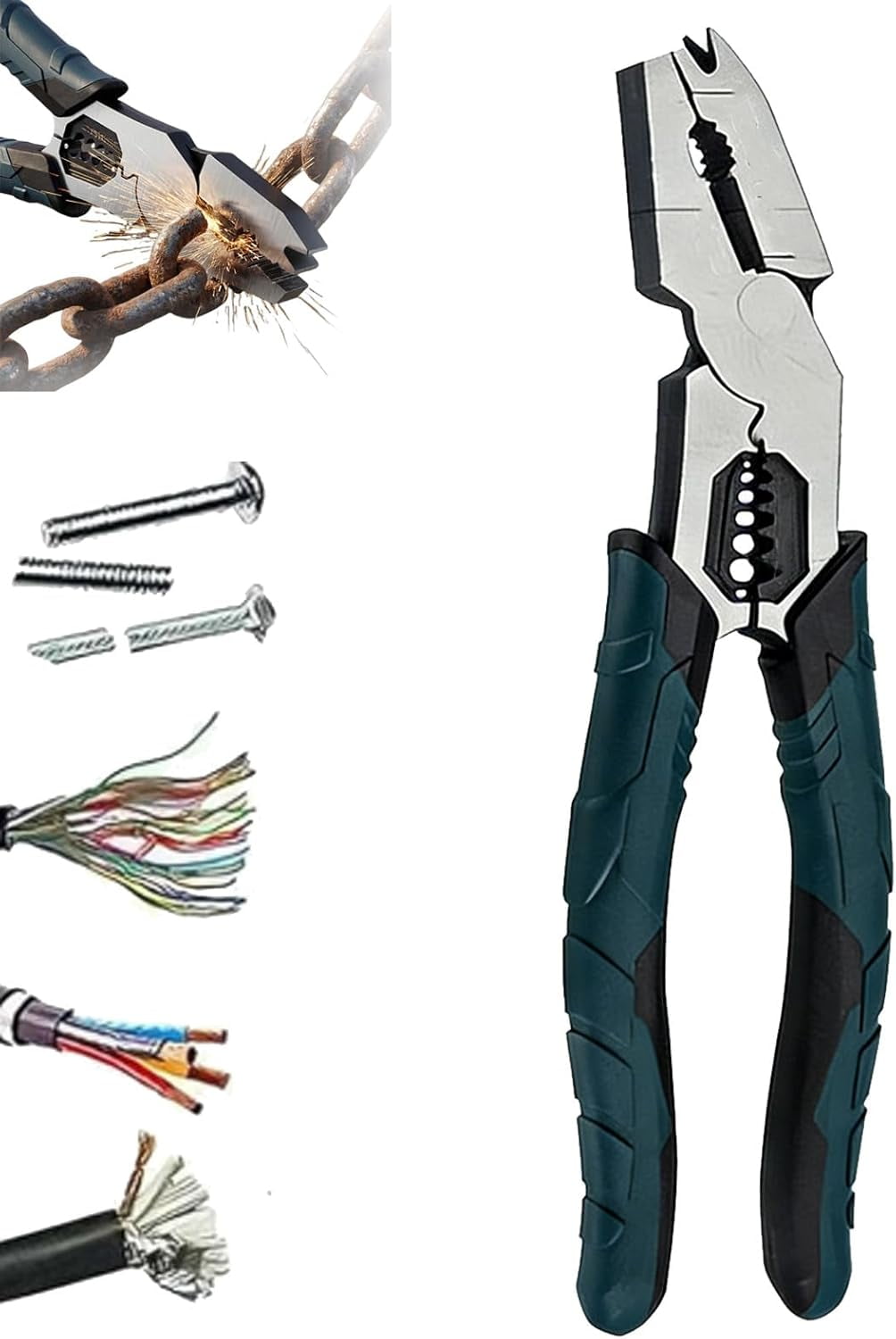 Industrial-Grade Multi-Function Cutting Pliers, 9-In-1 Compound Pliers, Heavy Duty Steel Wire Cutter & Nail Puller, Easy To Use, Compound Leverage Hand Tool For Home Repair (1Pcs, B)