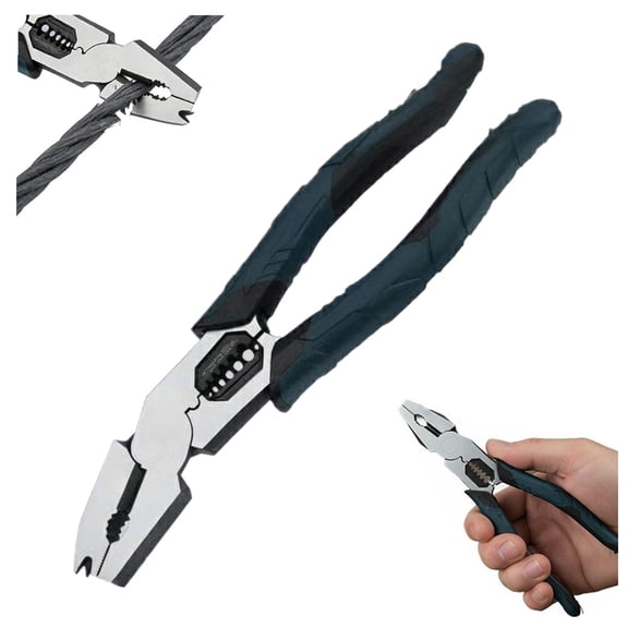 Industrial-Grade Multi-Function Cutting Pliers,9-in-1 Multi-Functional Pliers Nail Puller/Wire Cutter/Stripper/Crimper-Compound Action Leverage,Professional Cutting Tool for Home R-epair