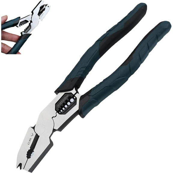 Industrial-Grade Multi-Function Cutting Pliers, 9-in-1 Multi-Functional Wire Stripping Pliers, Chromium-Vanadium Steel Plier (1)