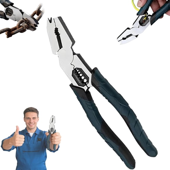 Industrial-Grade Multi-Function Cutting Pliers, 9-in-1 Wire Cutting Pliers, Heavy-Duty CR-V Compound Action Leverage Lineman Tool for Repair (1PC)