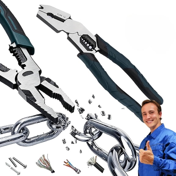 Industrial-Grade Multi-Function Cutting Pliers, Heavy-Duty 9-in-1 Multi-Functional Pliers, Compound Action Leverage Design, Ergonomic Grip Tool for DIY, Electrical, Workshop