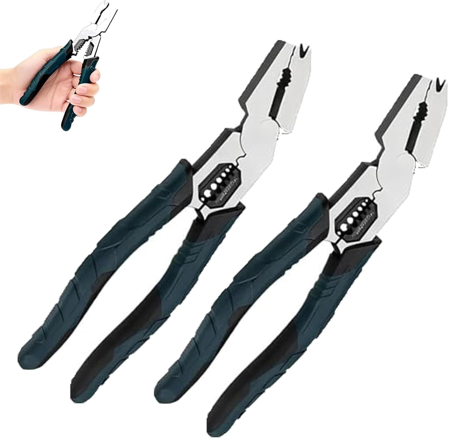 Industrial-Grade Multi-Function Cutting Pliers with Nail Puller, Wire Cutter/Stripper/Crimper, Compound Action Leverage Design for Home Repair, Construction, and DIY Tasks