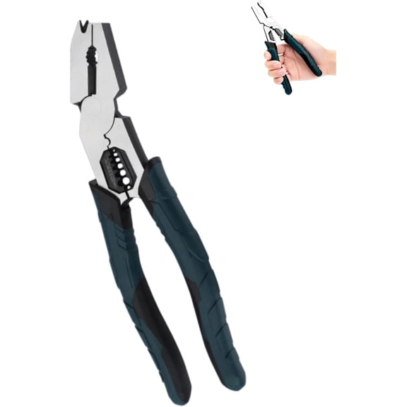 Industrial-Grade Multi-Function Cutting Pliersm, 9-in-1 Multi-Functional Pliers Nail Puller/Wire Cutter/Stripper/CrimperCompound Action Leverage Design,Professional Lineman Plier Tool