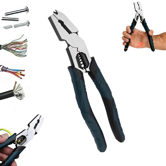 Industrial-Grade Multi-function Cutting Pliers, 6-in-1 Multi-function Wire Stripper Pliers, Gr-V,Easily Cuts Through Thick Steel Wire Ropes,Built to Last, for DIY & Home Use