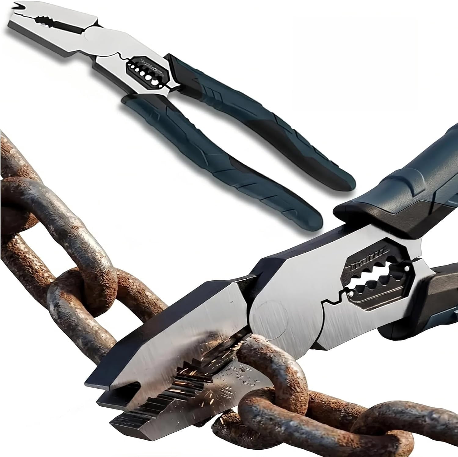 Industrial-Grade Multi-function Cutting Pliers, 9-in-1 Heavy-Duty Compound Action Wire Cutters,Heavy-Duty MultiFunctional Plier Nail Puller/Wire Cutter/Stripper/Crimper for Electricians and Homes (Q)