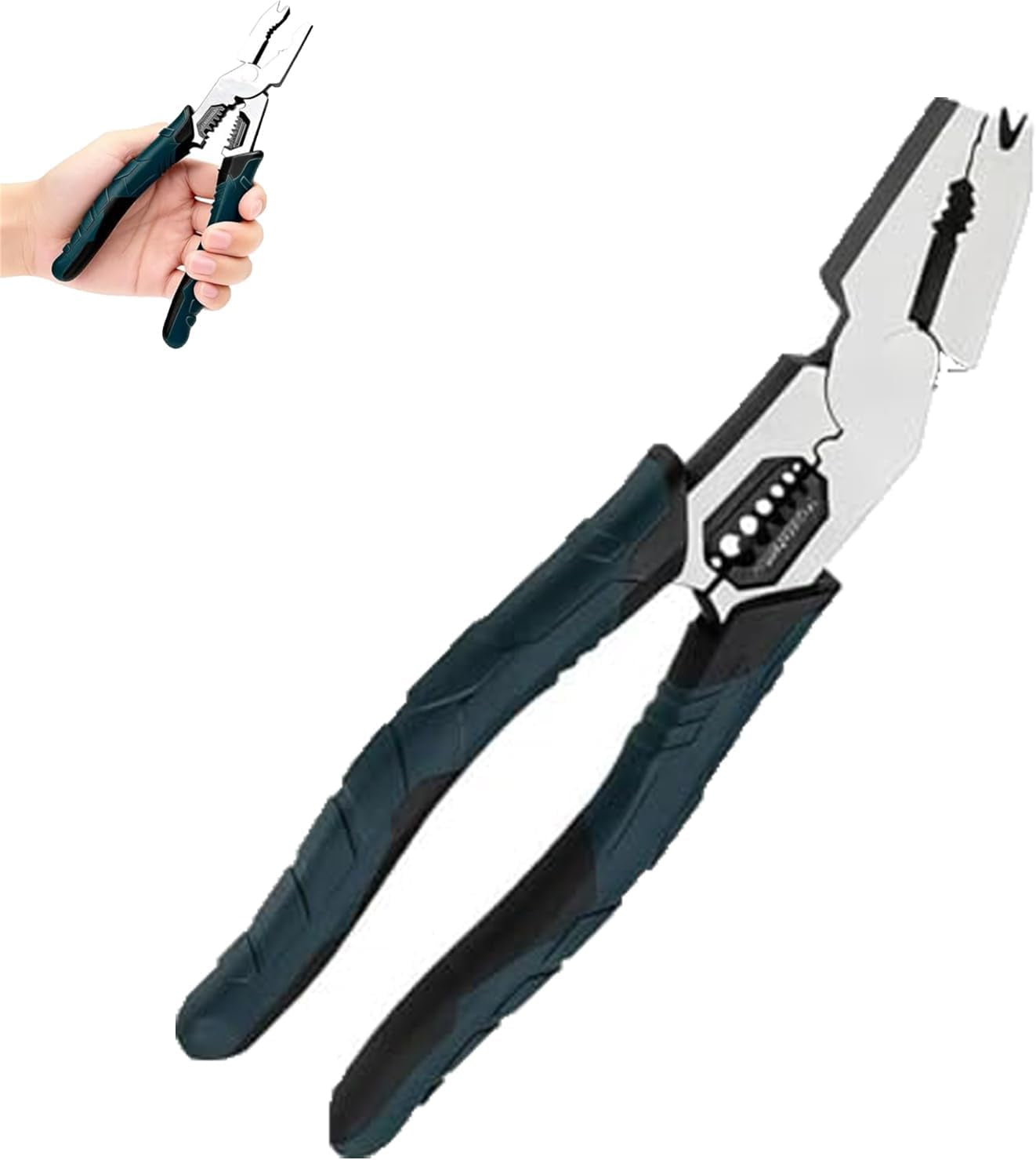 Industrial-Grade Multi-function Cutting Pliers, 9-in-1 Multi-Functional Pliers Nail Puller/Wire Cutter/Stripper/Crimper—Compound Action Leverage Design,Professional Cutting Tool
