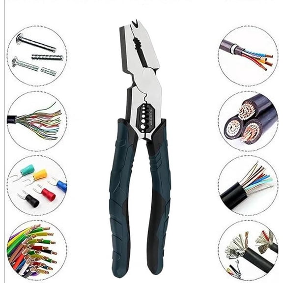 Industrial-Grade Multi-function Cutting Pliers, 9-in-1 Multi-Functional Pliers Nail Puller/Wire Cutter/Stripper/Crimper—Compound Action Leverage Design,Professional Cutting Tool for Home Repair