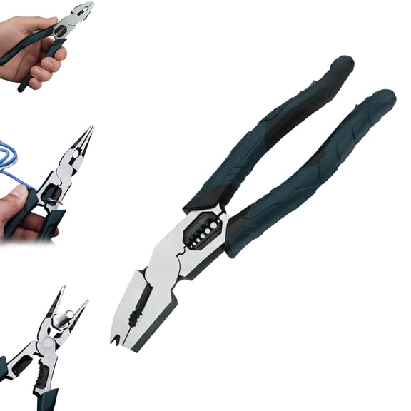 Industrial-Grade Multi-function Cutting Pliers,9-in-1 Multi-Functional Pliers Nail Puller/Wire Cutter/Stripper/Crimper-Compound Action Leverage,Professional Cutting Tool Plier for Home Repair