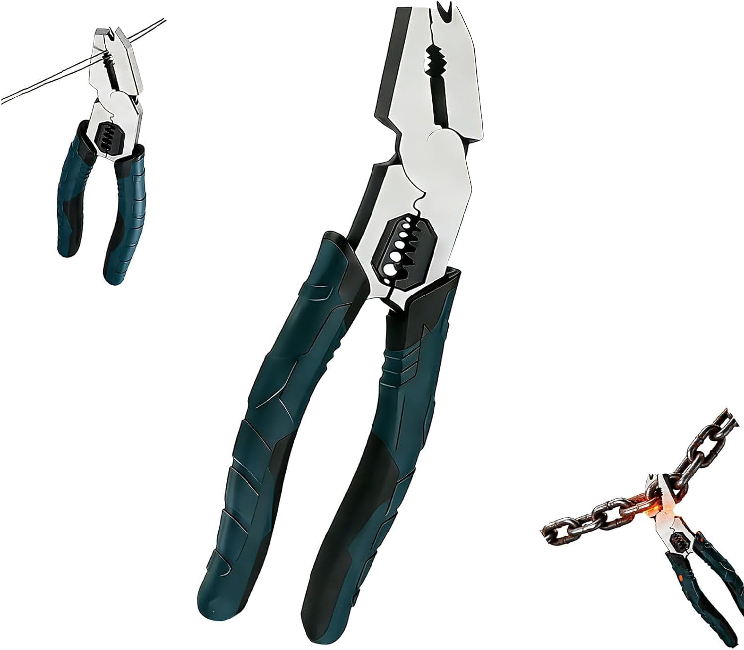 Industrial-Grade Multi-function Cutting Pliers, High-Leverage 8-in-1 Pliers with Nail Puller, Heavy-Duty Wire Cutters & Wire Stripper for Electrician Tools, Lineman, Ironworker & Hand Tools