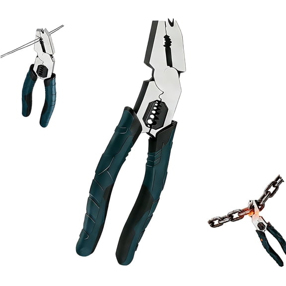 Industrial-Grade Multi-function Cutting Pliers, High-Leverage 8-in-1 Pliers with Nail Puller, Heavy-Duty Wire Cutters & Wire Stripper for Electrician Tools, Lineman, Ironworker & Hand Tools