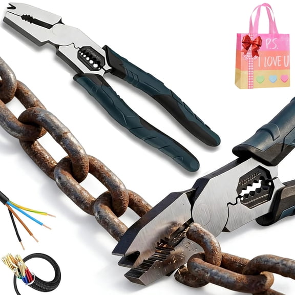 Industrial-Grade Multi-function Cutting Pliers, Nail Puller Pliers, 9-in-1 Multi-Functional Key Cutting Plierss/Wire Cutter/Stripper/Crimper, Professional Cuttings Tool for Home Repair (1Pcs)