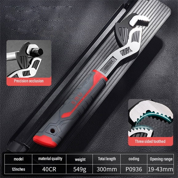 Industrial Grade Multifunctional Pipe Wrench, 12 Inch Self Locking Plumber Tool, Universal Adjustable Pipe Vise, 1 Wrench