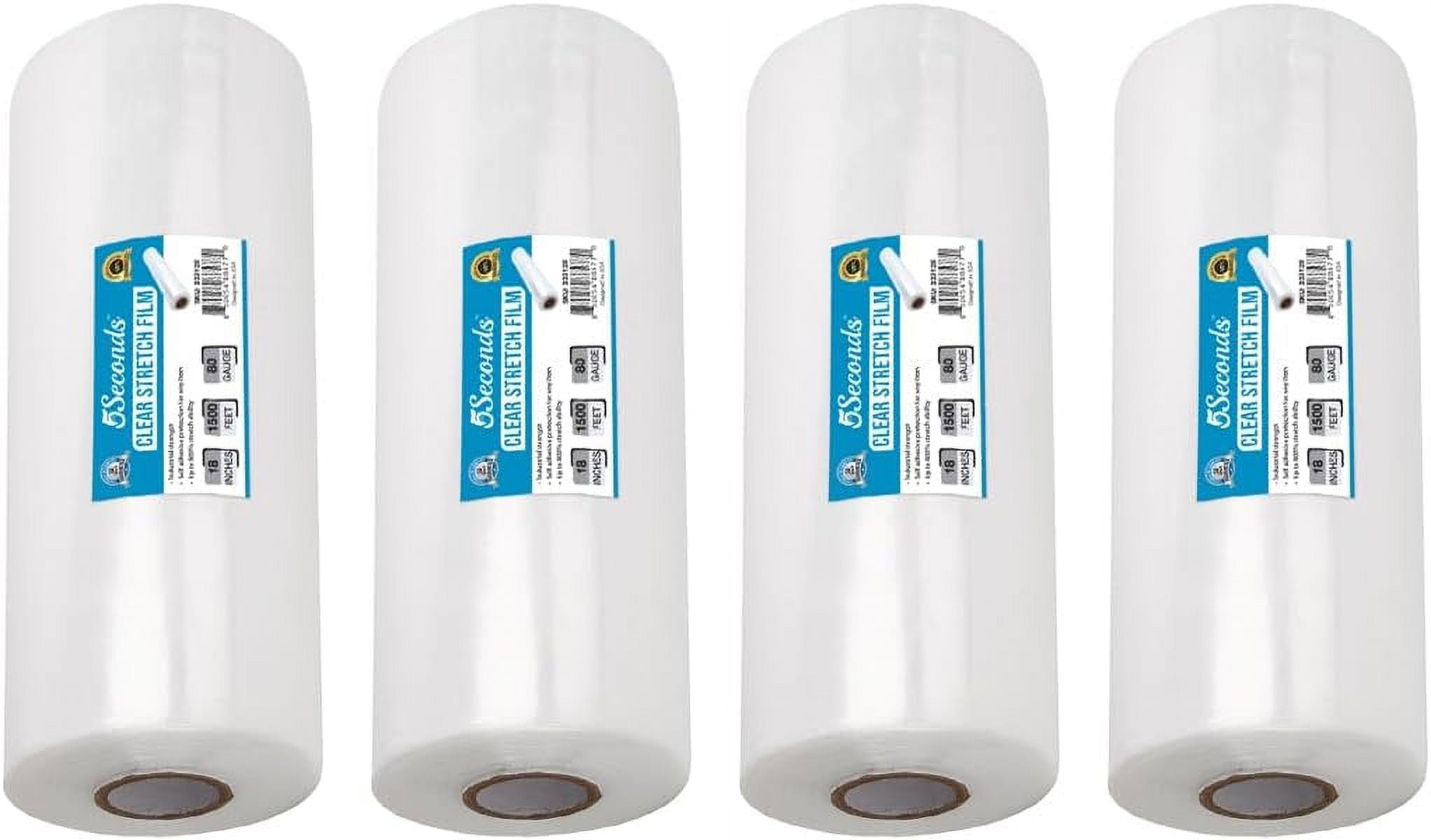 Industrial Grade (Pack of 4) 18" x 1500Ft Pallet Stretch Wrap Rolls