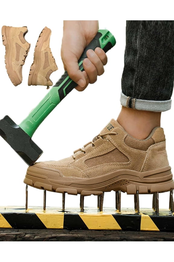 Industrial-Grade Safety Shoes for Men - Heavy Duty Work Boots, Wide Steel Toe Shoes, Anti-Slip, Anti-Puncture, Heat-Resistant