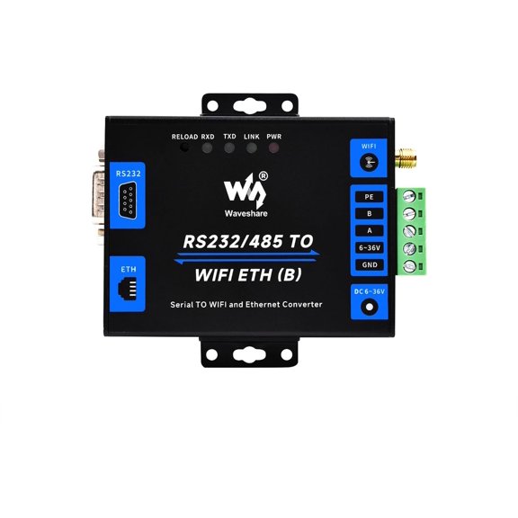 Industrial Grade Serial Server RS232/485 to WiFi and Ethernet, Modbus Gateway, MQTT Gateway, Metal Case, Wail-Mount and Rail-Mount