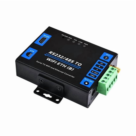 Industrial Grade Serial Server RS232/485 to WiFi and Ethernet Modbus Gateway, MQTT Gateway Ordinary Network Port,1 x Serial Server Kit