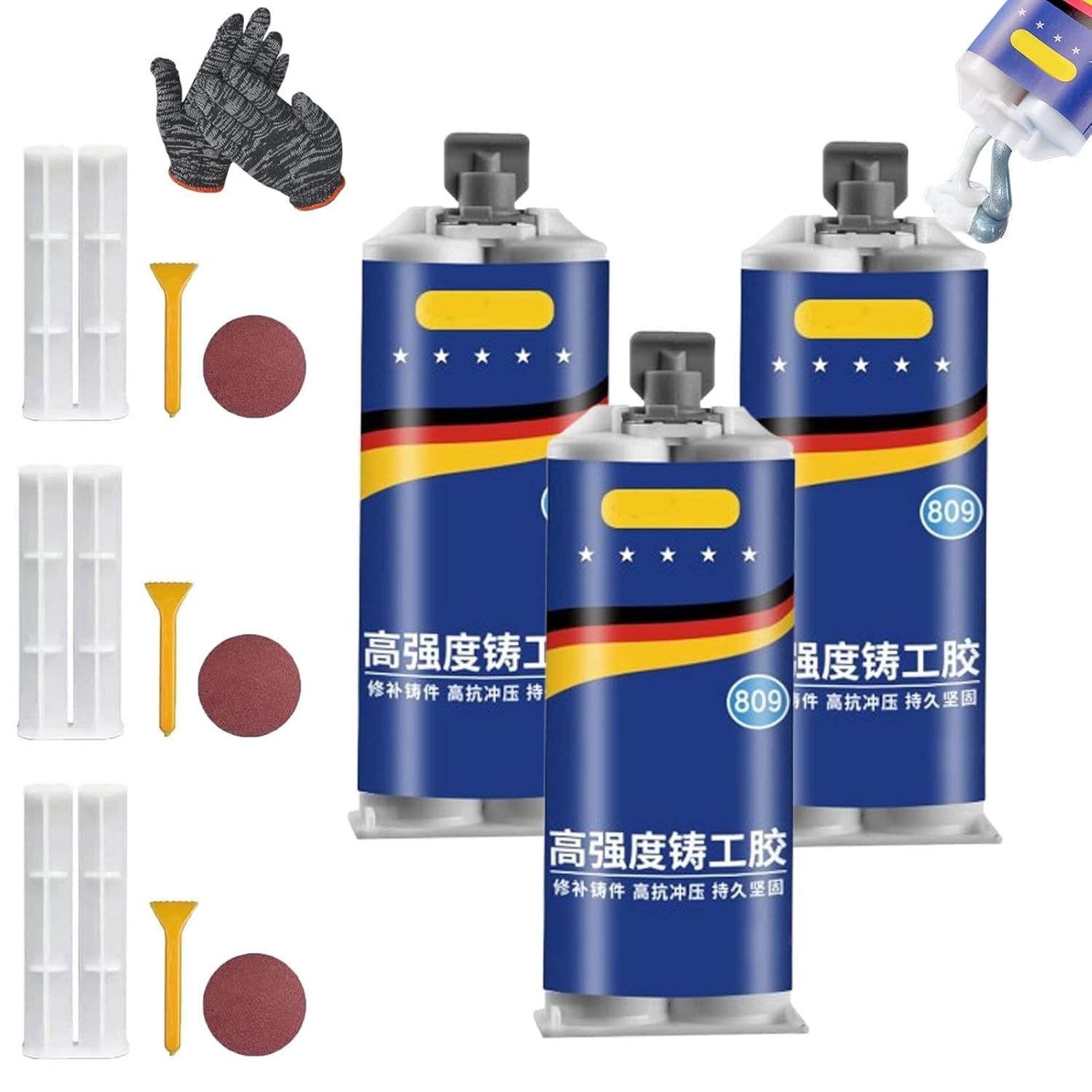 Industrial Grade Stainless Steel Casting AB Rubber, Strong Casters Glue, Metal Repair Glues, Casting Repair Glue, High Temperature Resistant Welding for Metal,Plastic, Ceramic, Wood