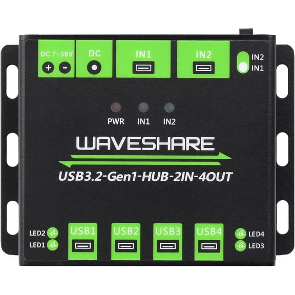 Industrial Grade USB HUB, Extending 4X USB 3.2 Ports, Switchable Dual Hosts, Multi Protections