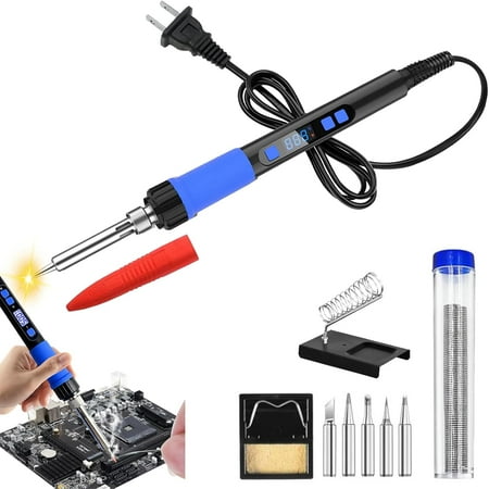 Industrial Grade Welding Pen Repair Tool Set, 90W Industrial Laser Welding Machine, Adjustable Temperature 180 to 500?, Soldering Iron Kit With Stand, Solders Wire, Sponge, Paste (Blue)