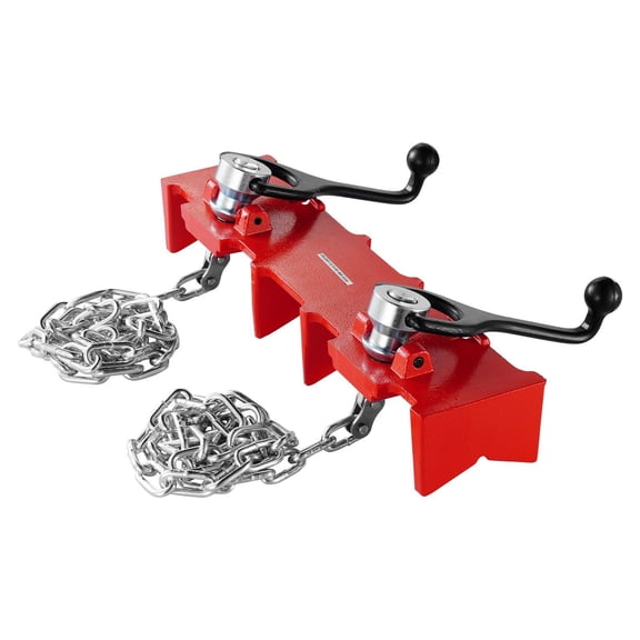 Industrial-Grade Welding Vise for Pipe Fitting: Dual Chain Clamp with Crank Handles, Accommodates Pipes from 1/2 Inch to 8 Inches - Heavy Duty Cast Iron