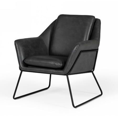 Industrial Grey Faux Leather And Black Accent Chair
