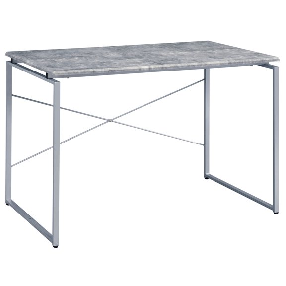 Industrial Grey Silver Writing Desk / Provide Sturdy Support for Workspace