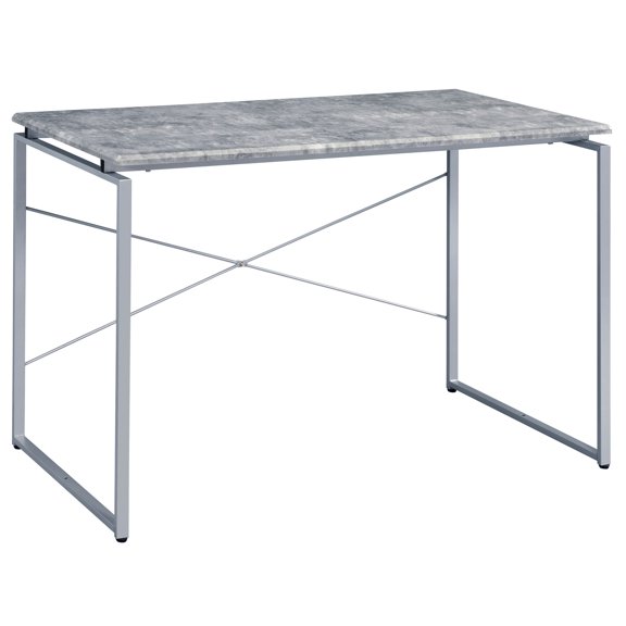 Industrial Grey Silver Writing Desk / Versatile Surface for Office Essentials