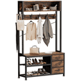 thumbnail image 1 of Laintene Hall Tree with Bench – 5-in-1 Entryway Shoe Rack with 7 Hooks, 3 Drawers & Shoe Storage, Heavy-Duty Coat Rack for Industrial Hallway, Living Room, Brown, 1 of 8