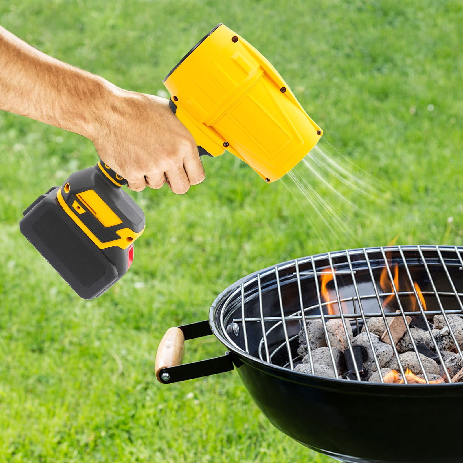 Industrial Handheld Blower, 450W Cordless Leaf Blower Brushless Motor, Yellow Electric Garden Tool for Lawn Yard Cleaning & Debris Removal, 110-220V