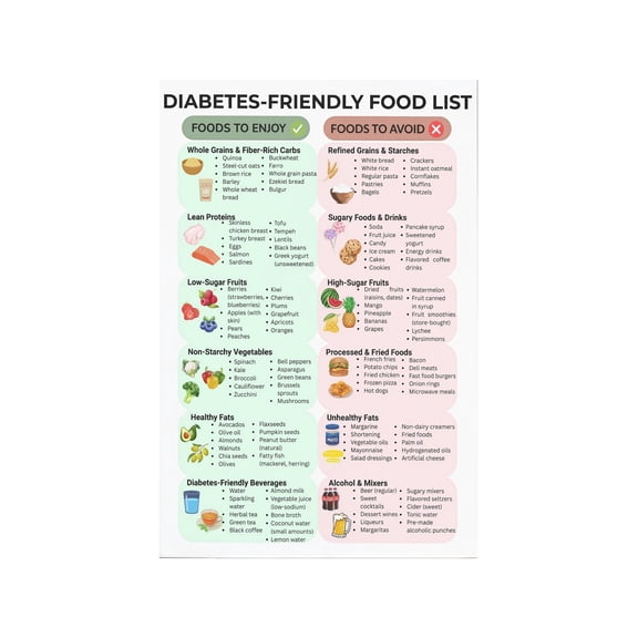 Industrial Health Chart Metal Wall Art Diabetes Management Guide Meal Planning Low Glycemic Foods List for Clinic Office 12x8 Inch