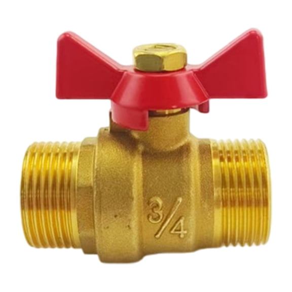 Industrial Heavy Duty Double Male Thread Ball Valves With Butterfly Handle In 3/4 Inch For Pipe Connection