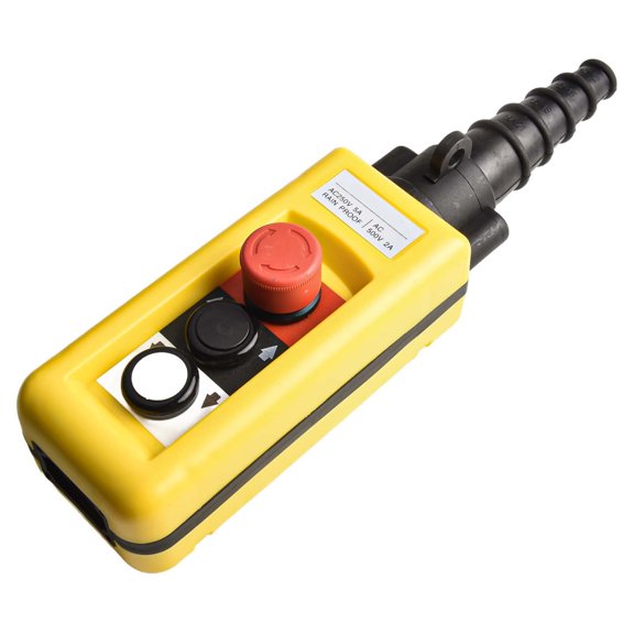 Industrial Hoist Crane Pendant Control Station, 2 Push Button With Stop Module, IP65 Waterproof Switch Box For Electric Lifting, XAC-2713, Orange Red
