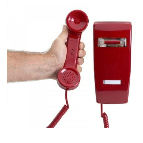 Industrial Hotline Dialer Wall-mount Phone - Red w/ Wallplate