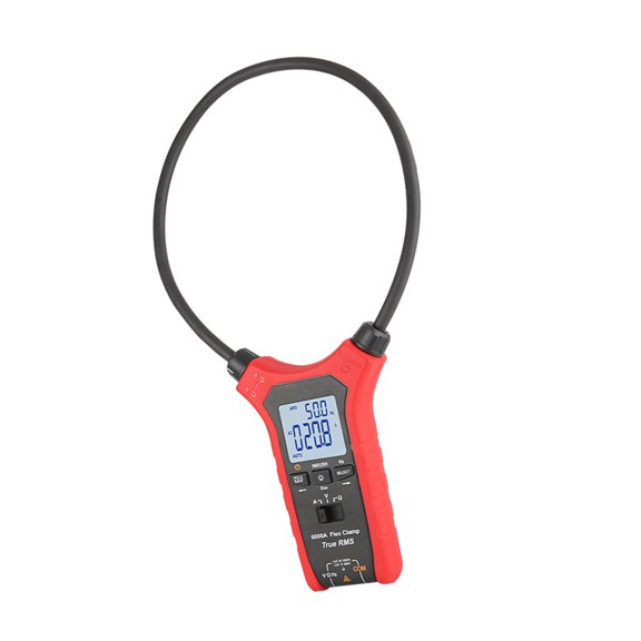 Industrial Inspection Clamp Meter Flexible Loop Current Meter with 6000A AC RMS, Backlit LCD, Voltage Resistance and Frequency Checks for Electricians