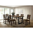 thumbnail image 1 of Industrial Inspired Dining Room Furniture 7pc Set Dining Table and 6x Side Chairs Two-Tone Design Walnut, 1 of 9