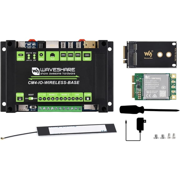 Industrial IoT Wireless Expansion Module Designed for Compute Module 4 Bundle with 4G Module SIM7600G-H-PCIE 12V 2A Power Adapter and So on(7 Items)