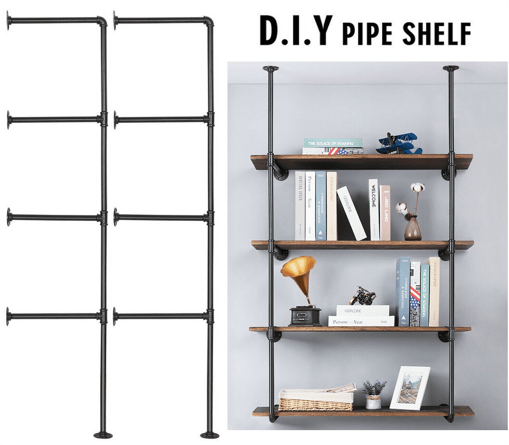 Industrial Iron Pipe Shelf Wall Mount DIY Open Bookshelf, Hung Bracket