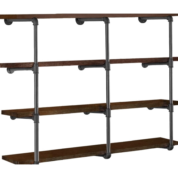 Industrial Iron Pipe Shelves, 4-Tier 41.5" Tall 12" Depth, Diy Open Bookshelf Bookcase, Wall Mounted Vintage Retro Shelving, Rustic