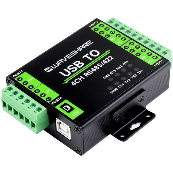 Industrial Isolated USB to RS485/422 Converter Adapter with Original FT4232HL Chip, Supports USB to 2-Ch RS485 + 2-Ch RS485/RS422, Compatible with Linux, Android, Windows 11/10 / 8.1/8 / 7