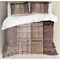thumbnail image 1 of Industrial King Size Duvet Cover Set, Old Wooden Timber Oak Barn Door Farmhouse Countryside Rural House Village Artsy Print, Decorative 3 Piece Bedding Set with 2 Pillow Shams, Brown, by Ambesonne, 1 of 3