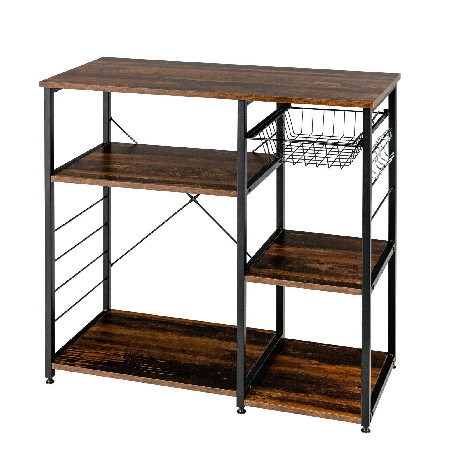 Industrial Kitchen Baker's Rack Microwave Stand Utility Home Shelf w/ 6 ...
