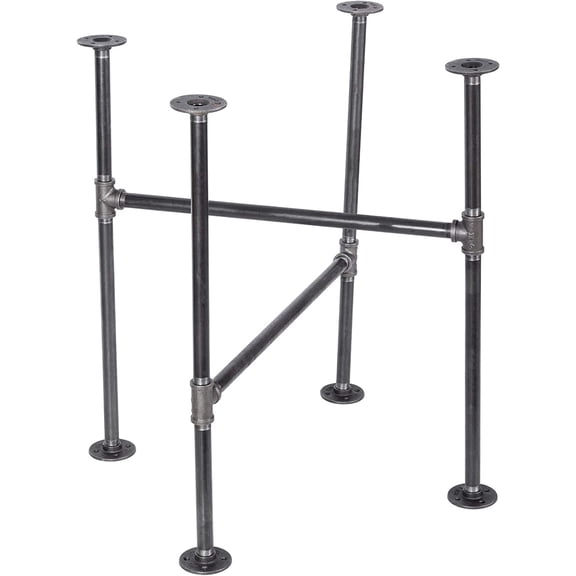 Industrial Kitchen Dining Table Base, 3/4 Inch Pipe, 30 Inch Height Rustic Metal Frame for Home Office, Basement, Study - Solitaire Design